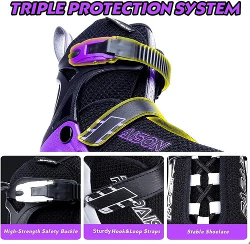 Miniatura 5 de PAPAISON Patines en línea ajustables para niños y adultos con ruedas completamente iluminadas, patines de ruedas para exteriores para niñas y niños