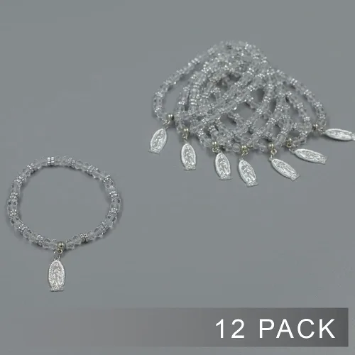 Miniatura 2 de MTT Pulsera de Rosario de Guadalupe de cristal de plata con bolsas de organza, recuerdo de bautizo, recuerdo de bautizo, quinceañera, baby shower
