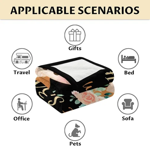Miniatura 6 de Mantas de zorro – Manta suave y mullida para niñas – Mantas pequeñas de 30 x 40 pulgadas para sala de estar y oficina – Manta negra linda para regalo