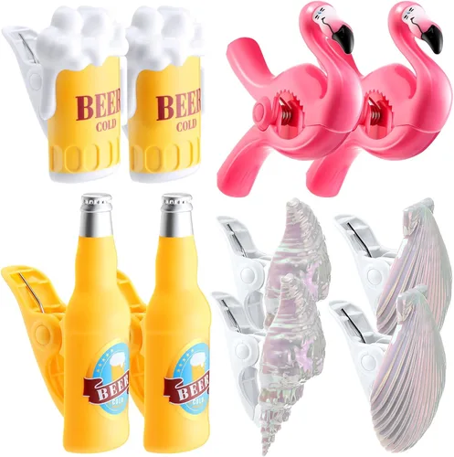 Miniatura 11 de CHENGU 10 clips para toallas de playa, clips para toallas, soportes para sillas de playa, tamaño gigante, pasadores de ropa de plástico, loro