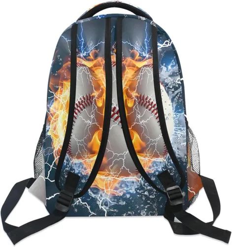 Miniatura 5 de Mochila para adultos, mochila escolar casual, bolsa de viaje con cremallera, Abstracción Fuego Agua Béisbol De, Mochilas Daypack