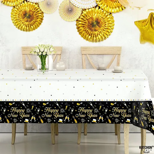 Miniatura 9 de KatchOn, Mantel de Feliz Año Nuevo – 108 x 54 pulgadas, paquete de 3 Decoraciones de Feliz Año Nuevo 2026 Mantel de Feliz Año Nuevo 2026
