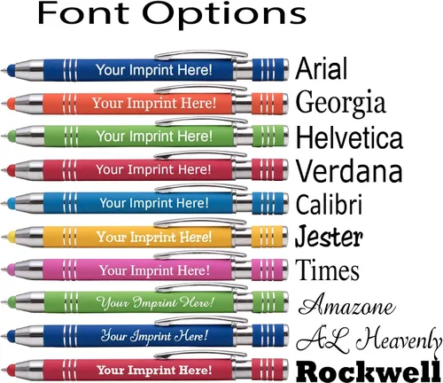 Miniatura 6 de ExpressDesigns™ - Bolígrafos personalizados de tacto suave con lápiz capacitivo personalizado de metal impreso - Tinta negra - Mensaje impreso