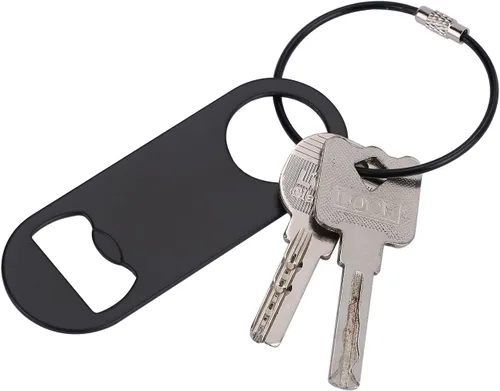 Miniatura 5 de Paquete de 5 abridores de botellas planos de acero inoxidable con llavero, llave de barra, abrebotellas de cerveza para cocina, bar o restaurante
