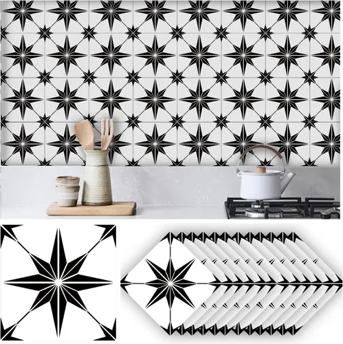 Miniatura 21 de Alwayspon 12 calcomanías mate para azulejos de pared, despegar y pegar, calcomanías de vinilo autoadhesivas para azulejos de cocina y baño, 6 x 6