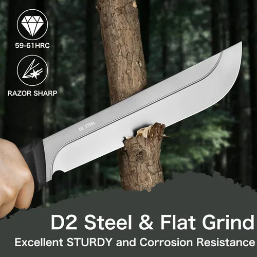 Miniatura 2 de NedFoss 16" Survival Machete with Sheath, D2 Steel 0.22" Thick Full Tang Blade Machete Knife with Flat Grinding, Machete for Cutting Trees, for Yard