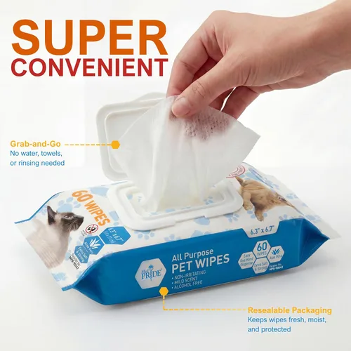 Miniatura 7 de MED PRIDE Toallitas hipoalergénicas de animales para gatos que bañan y limpian la piel, extrasuaves, sin alcohol ni parabenos, enriquecidas con aloe