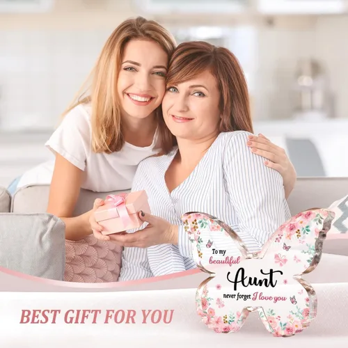 Miniatura 3 de GiftyTrove Regalos para tía, Placa de Acrílico en Forma de Mariposa de 5x3.8x0.5 Pulgadas, Regalo para el Día de la Madre, San Valentín, Cumpleaños