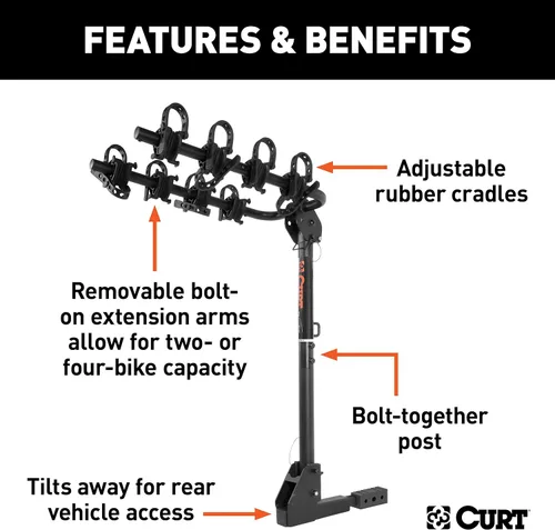 Miniatura 3 de Portabicicleta extensible de montaje con enganche Curt 18030