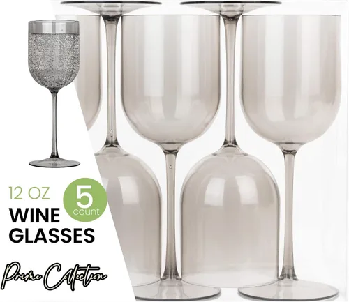 Miniatura 11 de Juego de 10 copas de vino de plástico con borde dorado, copas de vino elegantes copas de vino de plástico duro Champaign tazas en tallo de 12 onzas