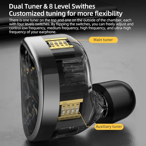 Miniatura 3 de KZ AS24 - Auriculares con monitor intrauditivo con controladores 24BA, auriculares IEM de alto rendimiento con 8 interruptores de sintonización