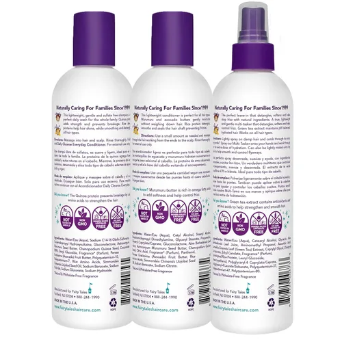 Miniatura 2 de Fairy Tales Daily Cleanse Everyday Kids - Juego de champú, acondicionador y aerosol para niños, definición natural suave, sin enredos, hidratante +