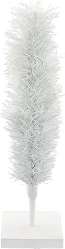Miniatura 5 de Árbol de Navidad de mesa pequeño de 18 pulgadas, ramas de plumas de oropel artificial clásico para interiores y exteriores, soporte de base de Blanco