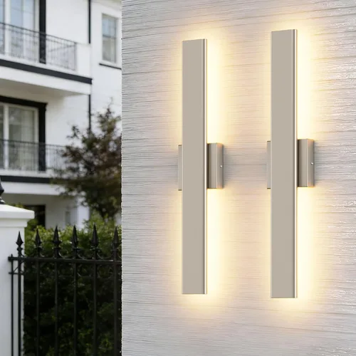 Miniatura 21 de Aipsun Aplique de pared negro para exteriores, 3000 K, 4000 K, 6000 K, 23.6 pulgadas, luz exterior moderna de 23.6 pulgadas, 1 paquete, luz de pared