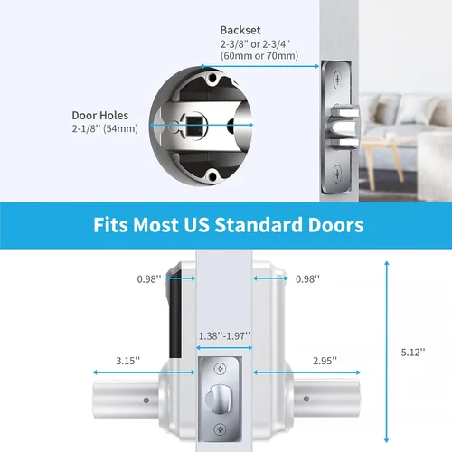 Miniatura 7 de Signstek Entrada sin Llave, Cerradura de Puerta Digital Smartcode para Puerta Principal, Cerradura de Puerta con Teclado con Manija y Llave
