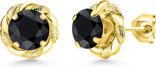Miniatura 302 de Gem Stone King Aretes de plata de ley 925 de 0.236 in con piedra natal redonda para mujer