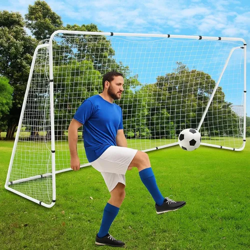 Liliful Portería de fútbol de 12 x 6/10 x 6.5 pies para patio trasero, red de fútbol portátil y marco de acero resistente a la intemperie, porterías