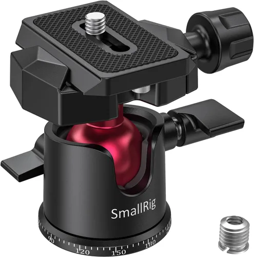 Miniatura 9 de SmallRig Mini Cabeza de Bola, Cabeza de Trípode para Cámara Panorámica 360° con Tornillo de 1/4" y Montaje de Rosca de 3/8" y Placa de Liberación