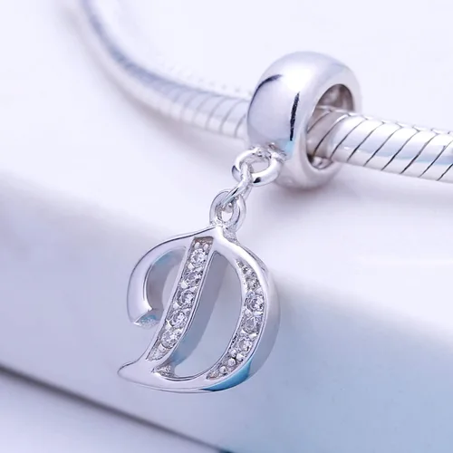 Miniatura 17 de ABUN Abalorio de plata de ley 925 con letra A a la Z, espaciador de inicial, con circonita cúbica transparete colgante, auténtica, para pulseras