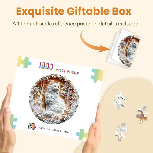 Miniatura 4 de Masseruon Rompecabezas de 1000 piezas para adultos, rompecabezas de gato de 26.6 x 26.6 pulgadas para adultos, rompecabezas planos de 1000 piezas