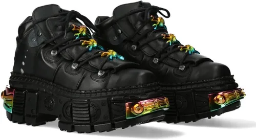 Miniatura 2 de New Rock Botas WALL106-S23 Mujer Metálico Negro Cuero Plataforma Gótica Botas