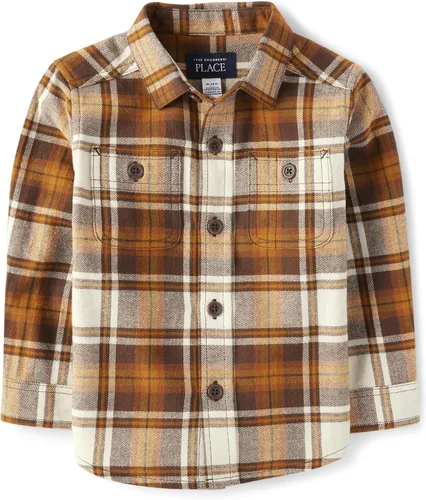 Miniatura 22 de The Children's Place - Camisa de franela a cuadros con mangas largas y botones para bebés y niños pequeños