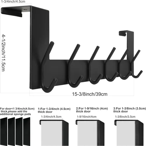 Miniatura 3 de WEBI Ganchos para Puerta Colgadores de Puerta: Toallero Sobre la Puerta con 6 Ganchos para Colgar, Colgador de Toallas Perchero de Puerta Colgador