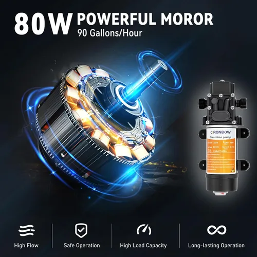 Miniatura 3 de Bomba eléctrica de transferencia de combustible de 12 V, bomba de transferencia de gasolina que mueve 90 galones de gas o diesel por hora. Kit ideal