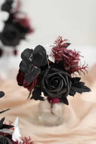 Miniatura 6 de Ling's moment Caja de Flores Falsas, Tallos de Vegetación Artificial Sintética, Rosas de Espuma, Peonías, Hojas de Eucalipto de Seda, Flor de Tela