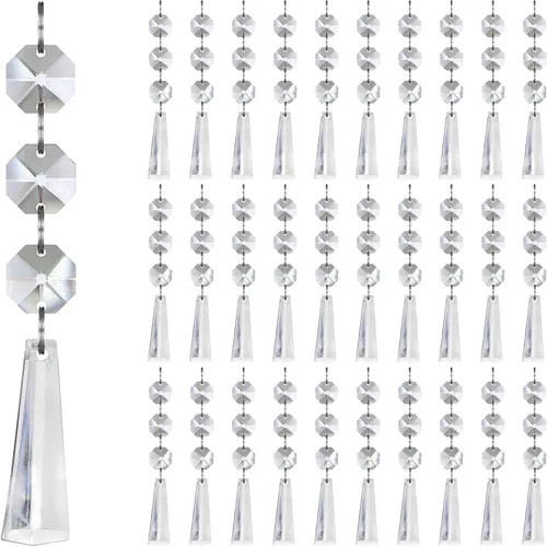 Miniatura 15 de Jishi 30 piezas de adornos de copo de nieve de cristal para decoración de árbol de Navidad, adornos de copo de nieve de acrílico transparente