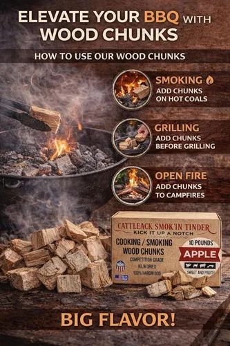 Miniatura 5 de Cattleack Smok'in Tinder Trozos de madera para ahumar carne, eleva tu barbacoa con trozos de parrilla de primera calidad, aproximadamente 10 libras