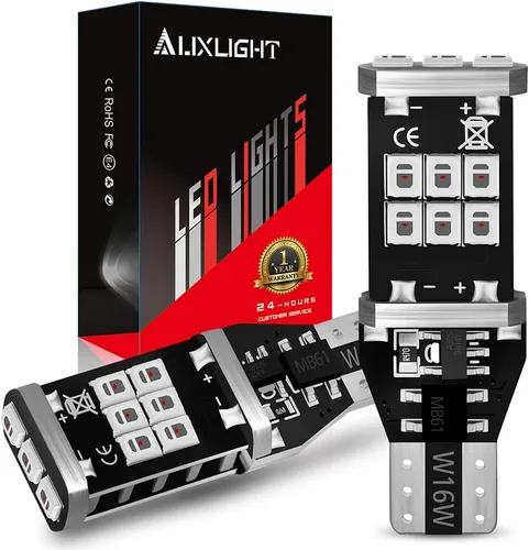 AUXLIGHT 921 912 906 904 T15 W16W sin errores de marcha atrás atrás 3er centro de freno de montaje alto, súper brillante, de alta potencia, rojo