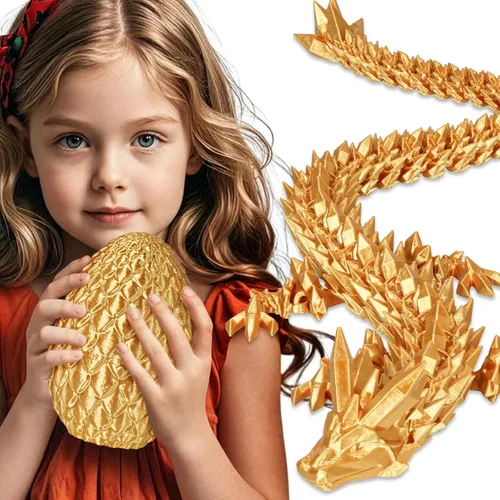 Miniatura 29 de Huevos de dragón pequeños con dragón en el interior, regalos divertidos sorpresa impresos en 3D para niños, juguetes fidget articulados de dragón Oro
