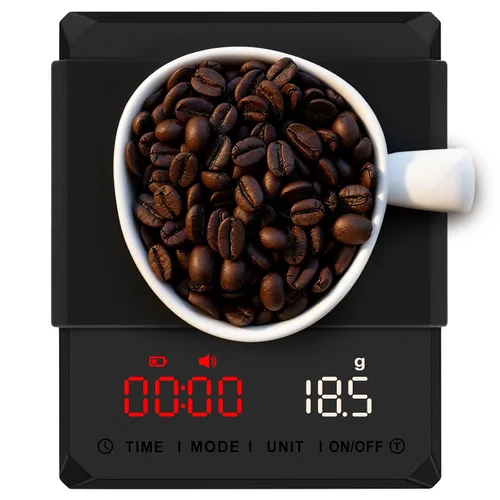 Fuzion Mini báscula de café con temporizador, báscula de café expreso recargable de 4.4 lbs x 0.00 oz de precisión, temporizador de 3 modos,