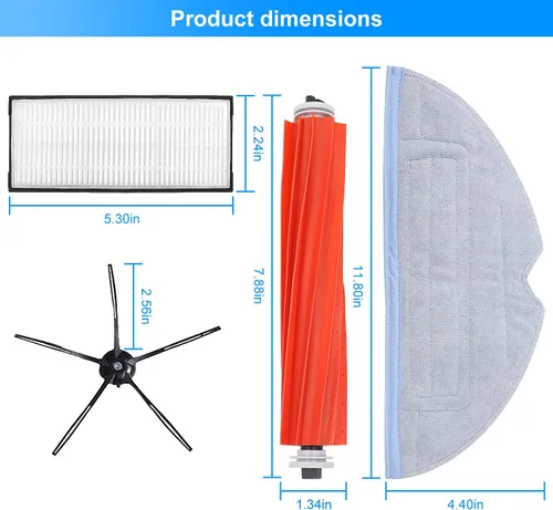 Miniatura 6 de Kit de accesorios S7 MaxV Ultra para Xiaomi Roborock S7 S7 + S7 MaxV, S7 MaxV Plus, T7S T7 plus T7S plus aspiradoras robot, 2 cepillos de rodillo, 4
