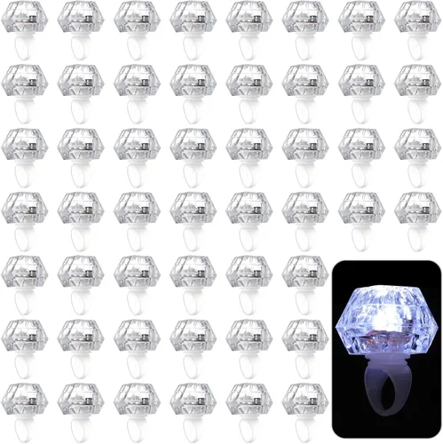 Miniatura 7 de Vicenpal Paquete de 50 anillos de luz LED intermitentes, operación de Navidad, despedida de soltera, decoración de fiesta, anillos de juguete de Luz