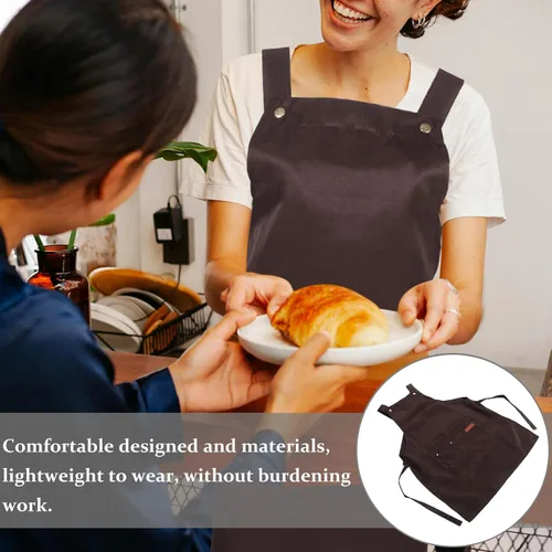 Miniatura 8 de Uonlytech Waterproof Commercial Bib Apron with Pockets Adjustable Unisex Work Apron for Kitchen Cooking Serving Coffee Shop Staff