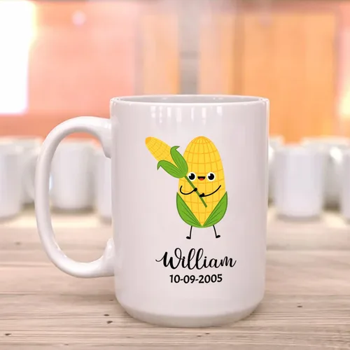 Miniatura 4 de Taza de café blanca personalizada con mano agitada de manzana con nombre de bebé, taza de cerámica personalizada para amantes de la fruta