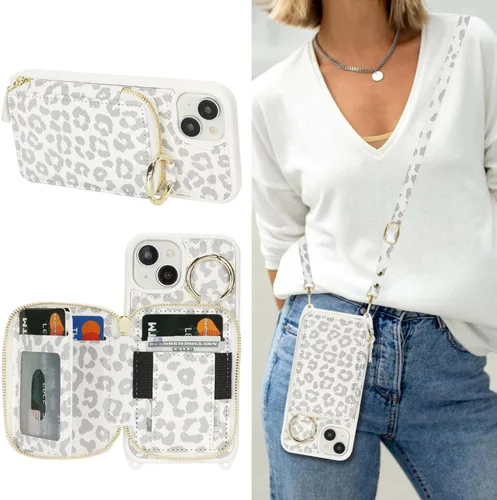 Miniatura 27 de Funda Cartera Bandolera para iPhone 11, Cuero PU Cremallera Bolso Cartera Funda Plegable con Tapa, Funda Folio con Soporte con Ranuras para Tarjetas