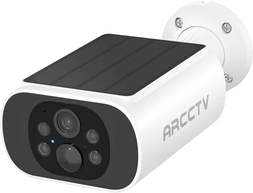 ARCCTV Cámara de seguridad solar inalámbrica para exteriores, cámara de vigilancia doméstica alimentada por batería de 4MP con panel solar