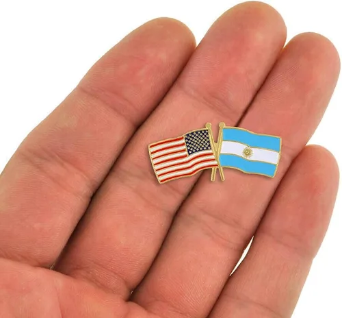 Miniatura 93 de PinMart Pin de solapa esmaltado con bandera de la amistad cruzada de Estados Unidos y el mundo