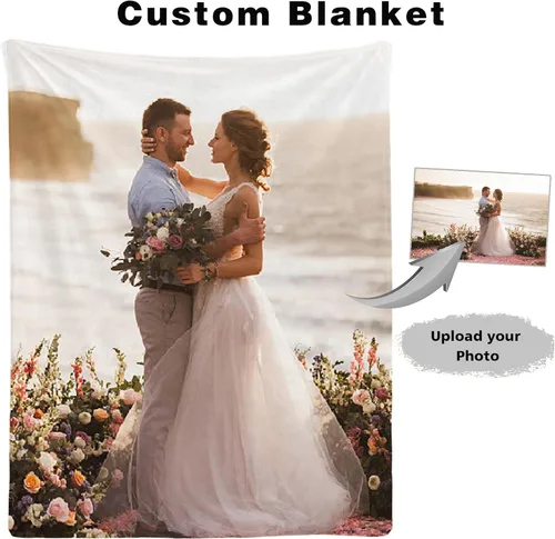 Miniatura 2 de Regalos para parejas, manta personalizada con foto, manta de franela personalizada, regalos para novio, novia, mujeres, hombres, mamá, papá, K-1 Foto