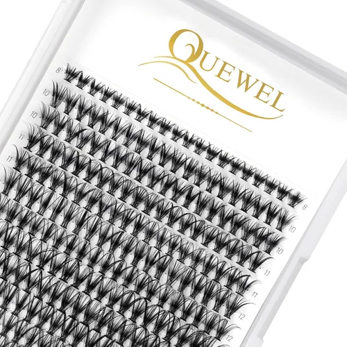 QUEWEL 240 racimos de pestañas en racimo 30D 0.07D, mezcla de rizos de 0.35-0.55 pulgadas, pestañas individuales, suaves y cómodas, extensiones de