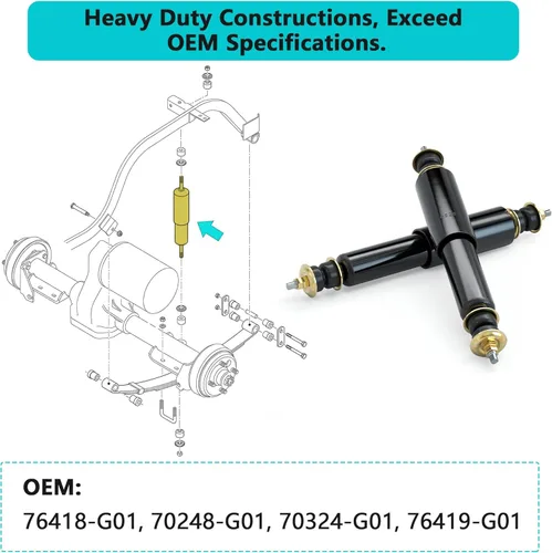 Miniatura 4 de 10L0L Amortiguadores delanteros y traseros para carritos de golf EZGO TXT 1994+, reemplaza OEM# 76418-G01, 70248-G01, 70324-G01, 76419-G01-2 PCS