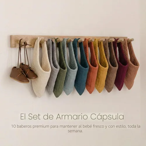 Miniatura 7 de Konssy Baberos de muselina para bebé, paquete de 10 baberos bandana para bebé, 100% algodón, unisex para niños y niñas Clásico
