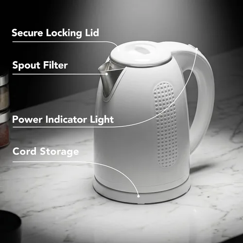Miniatura 3 de OVENTE - Hervidor eléctrico de té de 1,7 litros de doble pared, caldera y calentador de agua de 1100 W con exterior de tacto frío, interior aislado