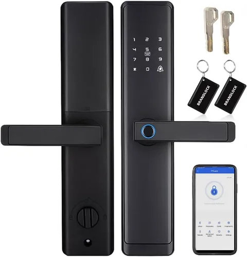 Sophies Cerradura de puerta de entrada sin llave, cerradura de puerta inteligente Bluetooth funciona con código de control de aplicación y soporte