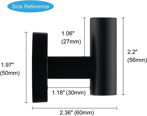 Miniatura 6 de TASTOS Gancho de acero inoxidable para toallas de baño, color negro mate, paquete de 2 esponjas para armario, ropa y armario, gancho de pared