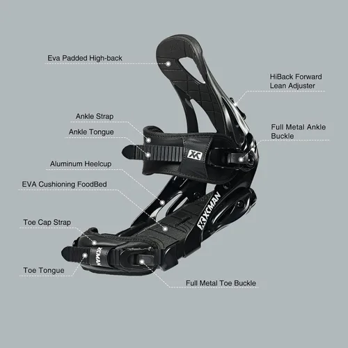 Miniatura 2 de XCMAN Fijación de snowboard para exteriores de montaña Bota talla 6-9 de EE. UU Negro