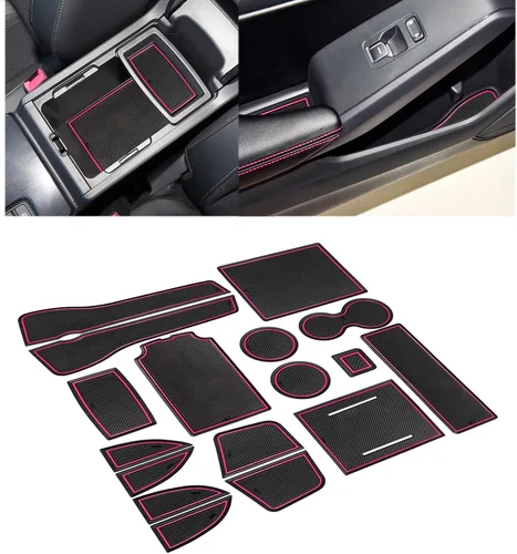 Miniatura 16 de Accesorios para Honda Civic 2022 2023 2024 2025 2026 11ª Generación Sedán Inserto de Portavasos Forro de Consola Central Alfombrillas de Ranuras